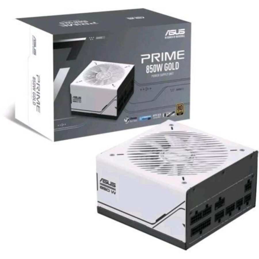 Asus prime 850w gold alimentatore modulare per pc 850w di potenza pcle gen 5.0 80 plus gold standard atx 3.0 ventola con doppio cuscinetto a sfera bianco prime-850w-gold