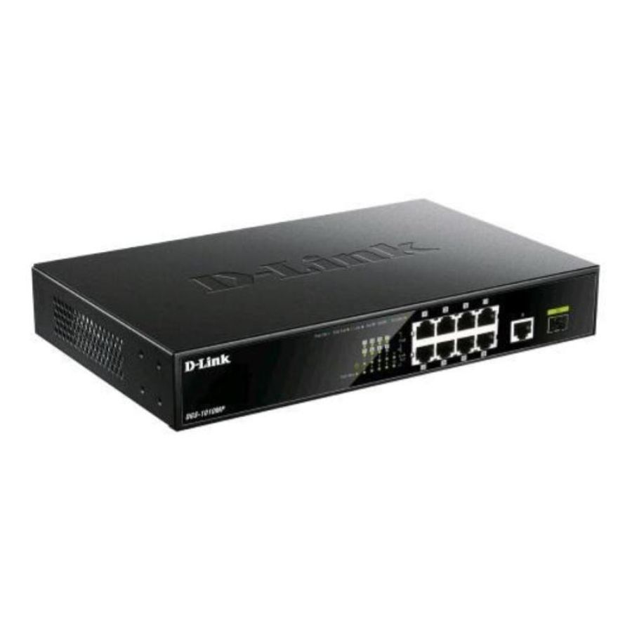 D-link dgs-1010mp switch non gestito 10 porte poe+ 8 x 10/100/1000 (poe+) + 1 x 10/100/1000 (uplink) + 1 x 1000base-x sfp (uplink) poe+ (125 w) desktop montabile su rack