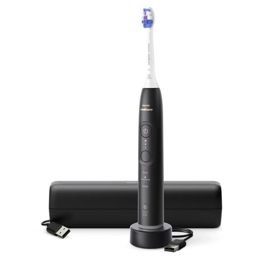 Philips hx7411/02 spazzolino da denti elettrico ricaricabile tecnologia sonicare 6500 3 livelli di intensita` con custodia nero