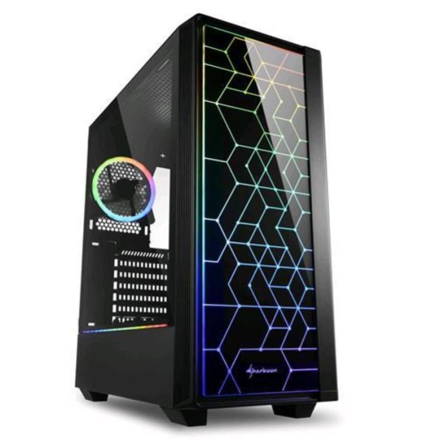 Sharkoon case rgb lit 100 midi tower atx nero