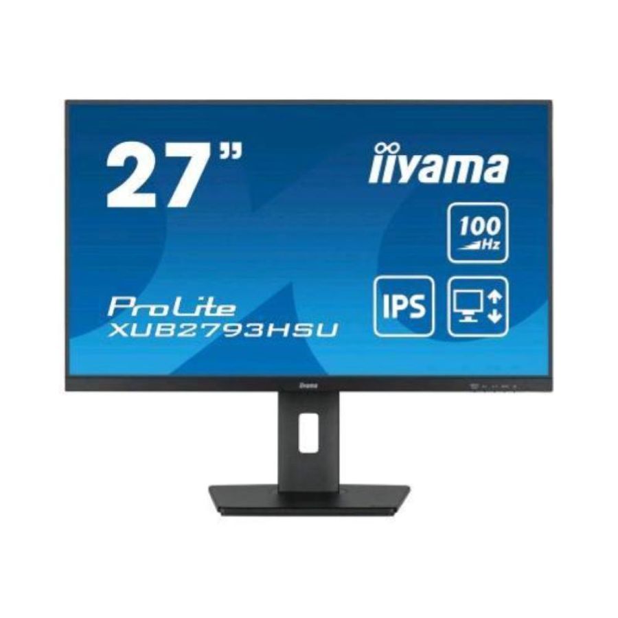 Iiyama prolite xub2793hsu-b7 27 led ips full hd 16:9 300 cd/mq 1ms 100hz altoparlanti hub usb - 1x hdmi 1 x displayport nero