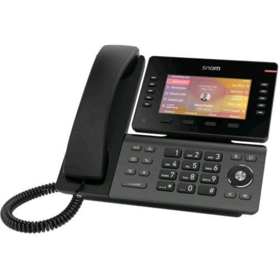 Snom d865 telefono voip con display ips a colori da 5 wi-fi bluetooth 5.0 audio hd 10 tasti funzione programmabili nero