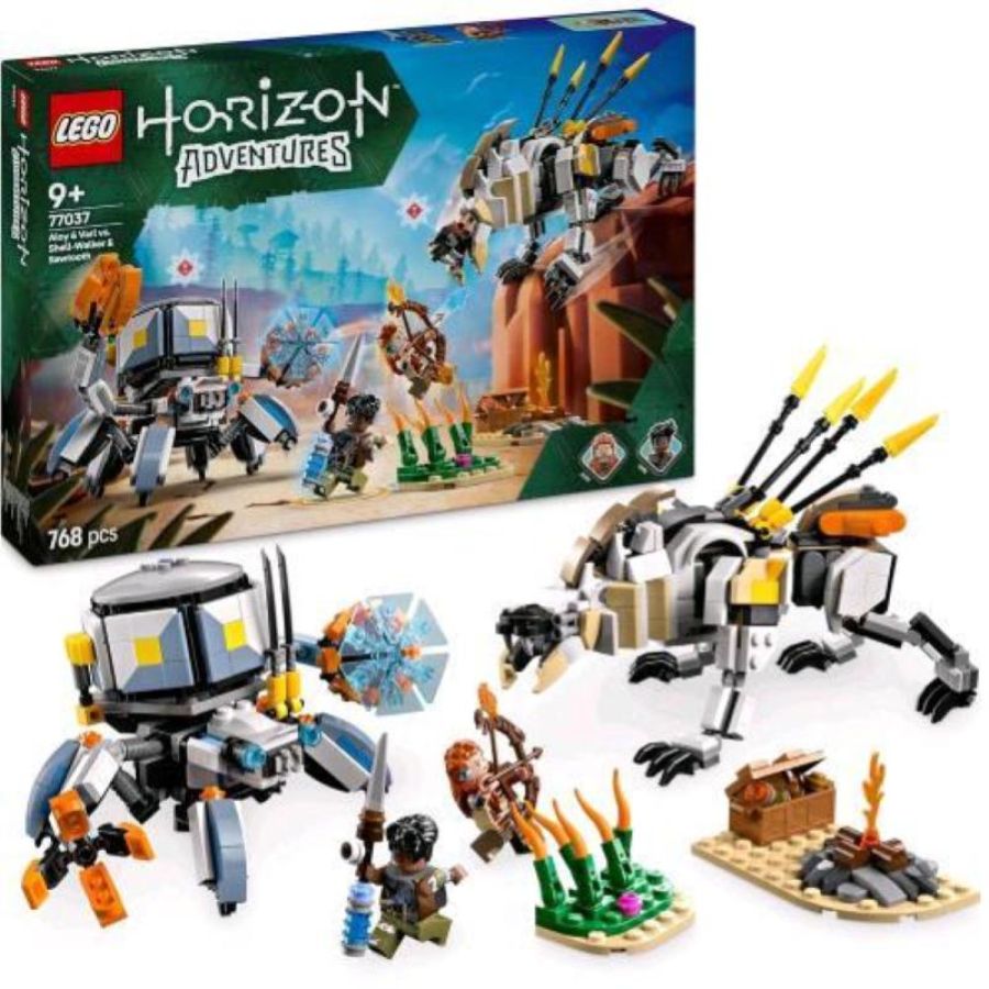 Lego horizon adventures aloy e varl contro arcapode e secodonte con 2 modellini di robot da costruire