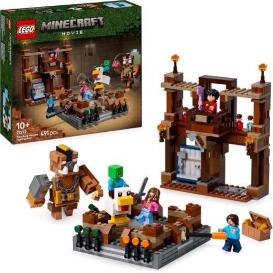 Lego minecraft magione della foresta ring di combattimento con personaggi e accessori