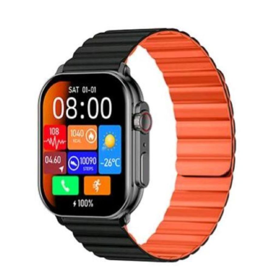 Imiki sf1 smartwatch 2.01 touch screen cardiofrequenzimetro monitoraggio dello stress cassa nera cinturino nero orange