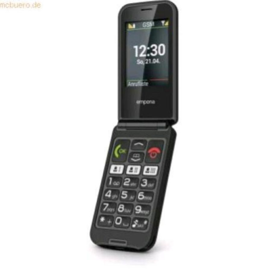 Emporia talkglam 2.4 clamshell easy phone compatibile con apparecchi acustici m4/t4 3 tasti selezione rapida italia black