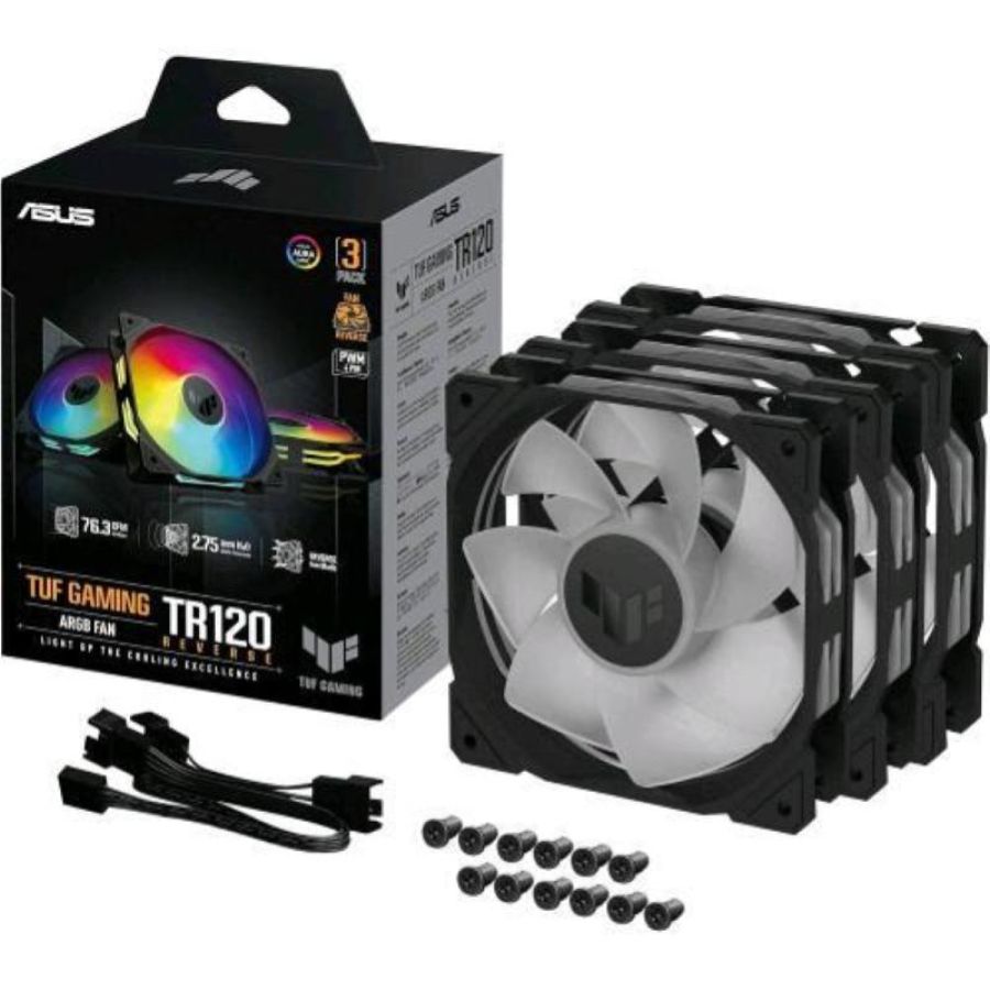 Asus tuf gaming tr120 argb reverse fan triple pack ventilatore 12cm nero