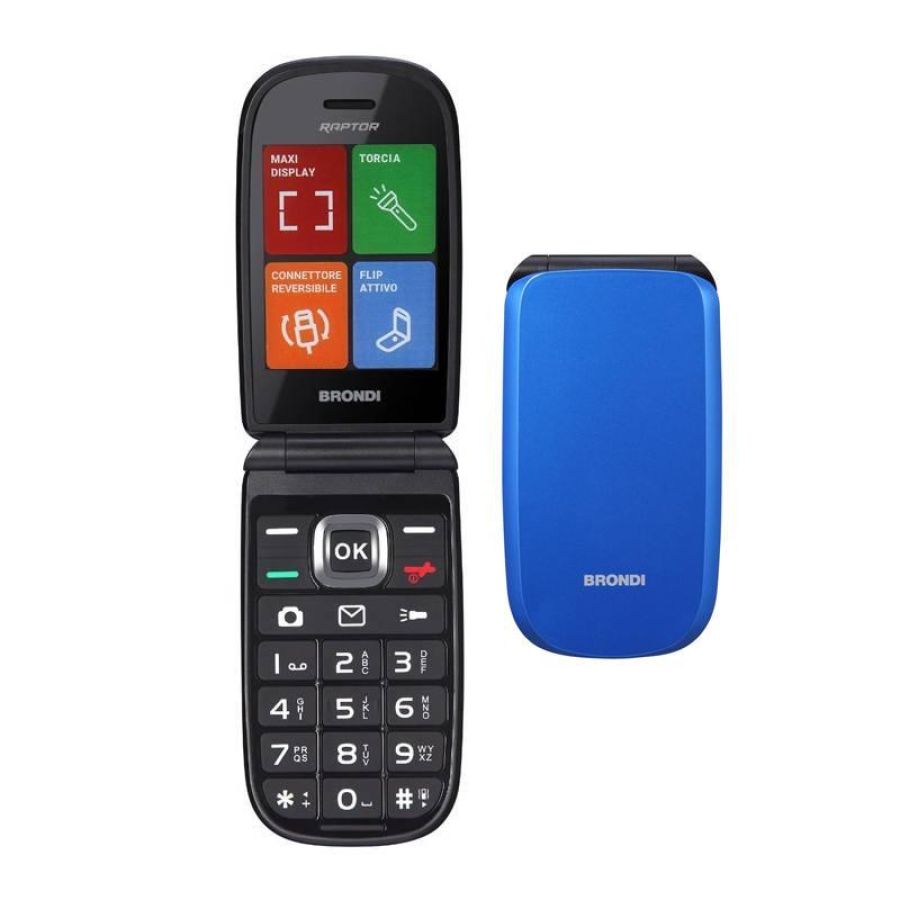 Brondi raptor 2.8`` dual sim tasti rapidi torcia flip attivo blue metal