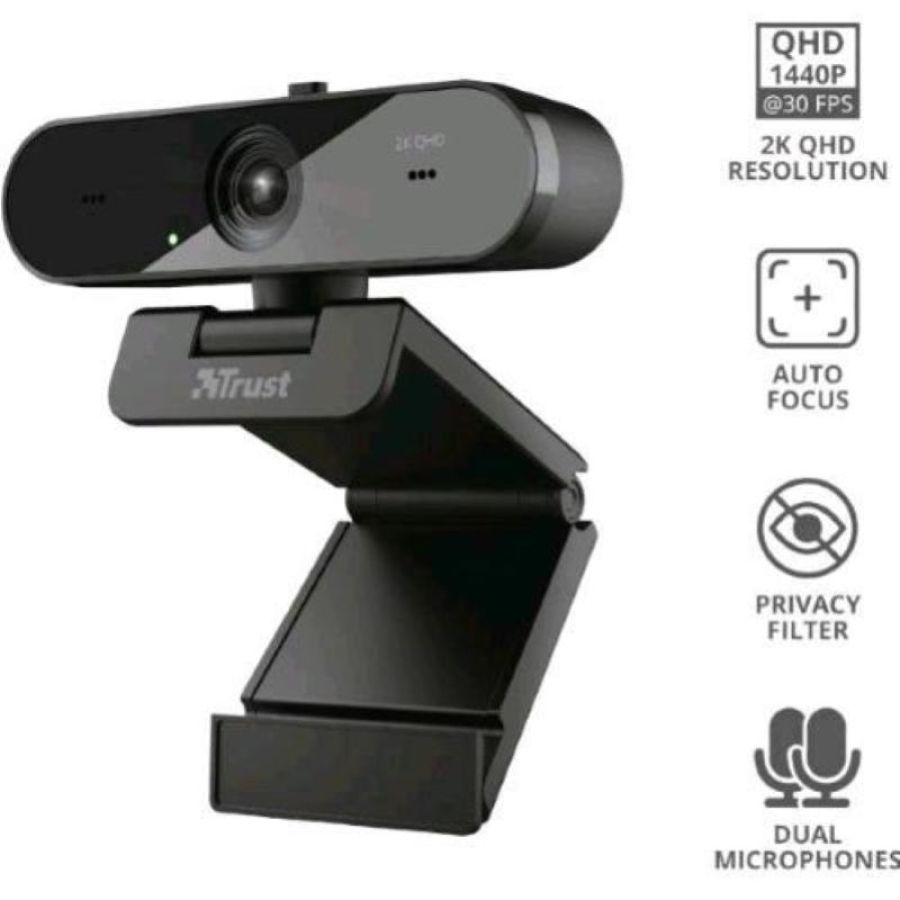 Trust tw-250 qhd webcam 2k 2560 x 1440 autofocus 2 microfoni filtro privacy