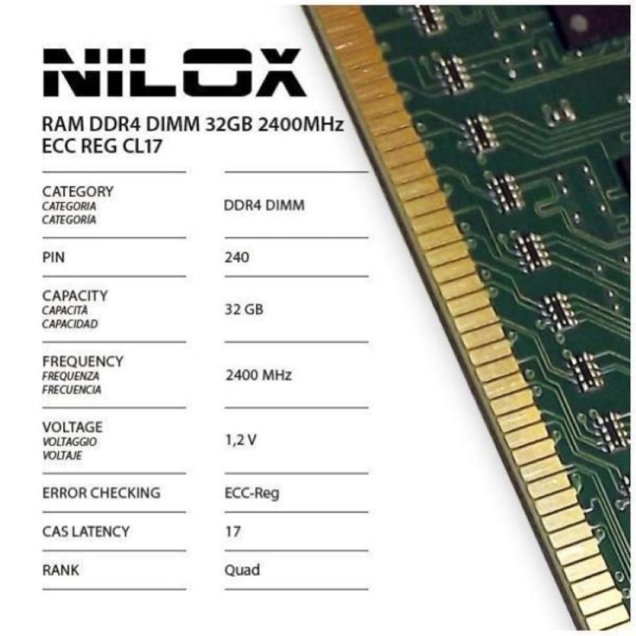 Nilox nxr322400m1c17 memoria ram 32gb 2.400mhz tipologia dimm tecnologia ddr4