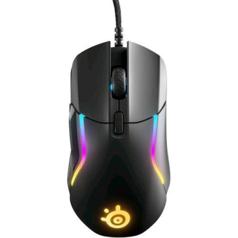 Steelseries rival 5 mouse gaming sensore ottico truemove air da 18.000 cpi 9 pulsanti programmabili 85 gr nero