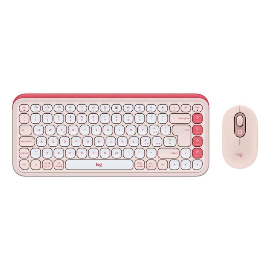 Logitech 920-013117 tastiera mouse incluso universale bluetooth qwerty italiano rosa, bianco