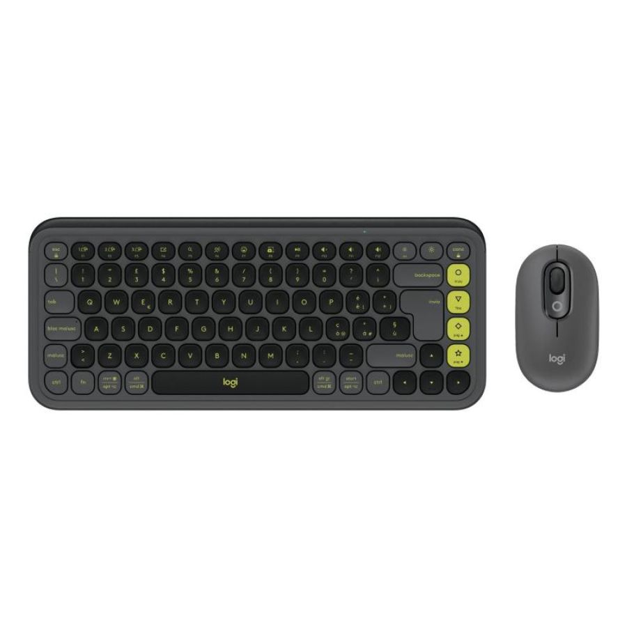 Logitech 920-013115 tastiera mouse incluso universale bluetooth qwerty indiano grafite, verde