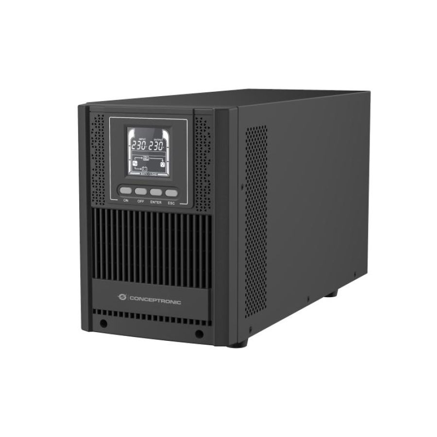 Conceptronic zeus52es2k ups 2kva 1800w doppia conversione 4 prese ac lcd gruppo continuita`
