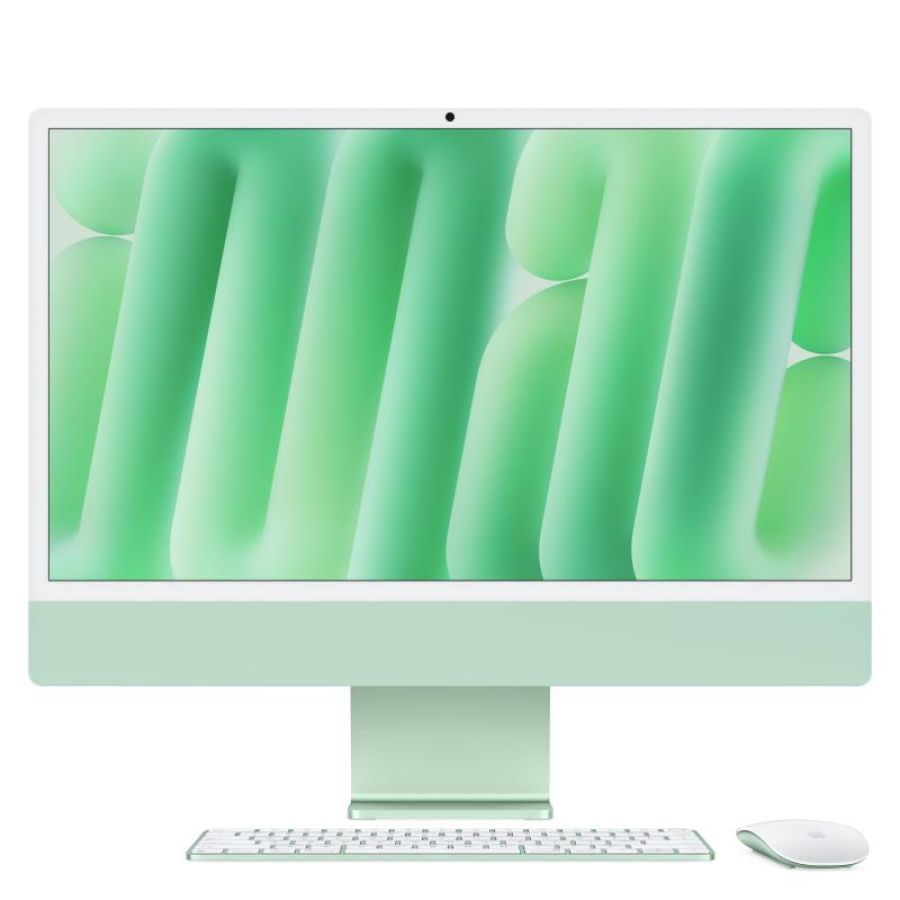 Apple imac 2024 24 retina display 4.5k all in one 23.5 chip apple m4 cpu 10-core gpu 10 core ram 16gb ssd 256gb wi-fi 6e-gigabit lan italia verde
