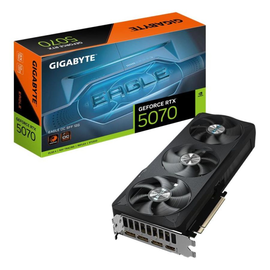 Gigabyte geforce rtx 5070 eagle oc sff 12gb gddr7 dlss4 triple fan pci express x16 5.0 - 1 x hdmi 3 x displayport