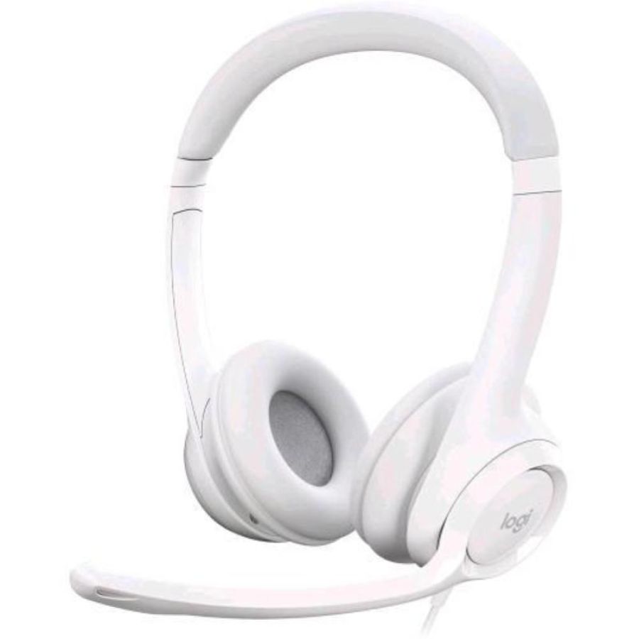 Logitech h390 cuffia con cavo e microfono per pc/portatile auricolari stereo microfono con cancellazione del rumore usb-a bianco