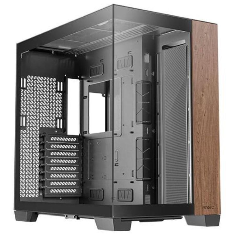 Antec c8 wood full tower pannello frontale in legno marrone e pannelli laterali e frontali in vetro senza cuciture compatibile rtx 40