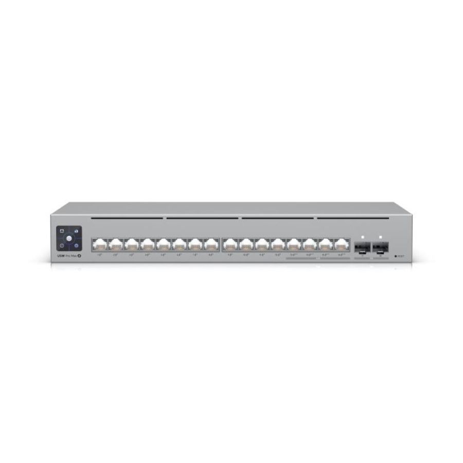 Switch 16p lan gigabit ubiquiti usw-pro-max-16-poe l3 4p poe++ 2.5gbe 12p gbe poe+ 2p sfp+ 10g montaggio rack (180w)