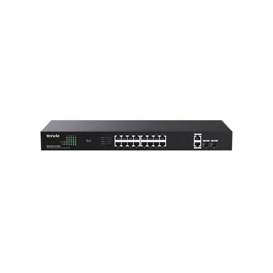 Switch 18p ge lan +2p sfp tenda teg1120p-16-250w 16p poe