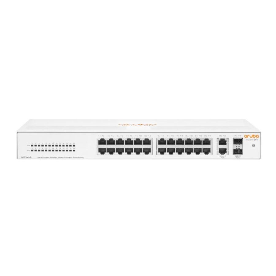 Switch aruba istant on r8r50a 1430 unmanaged 26 porte 10x100x1000+2sfp 100/1000 lifetime warranty fino:07/05