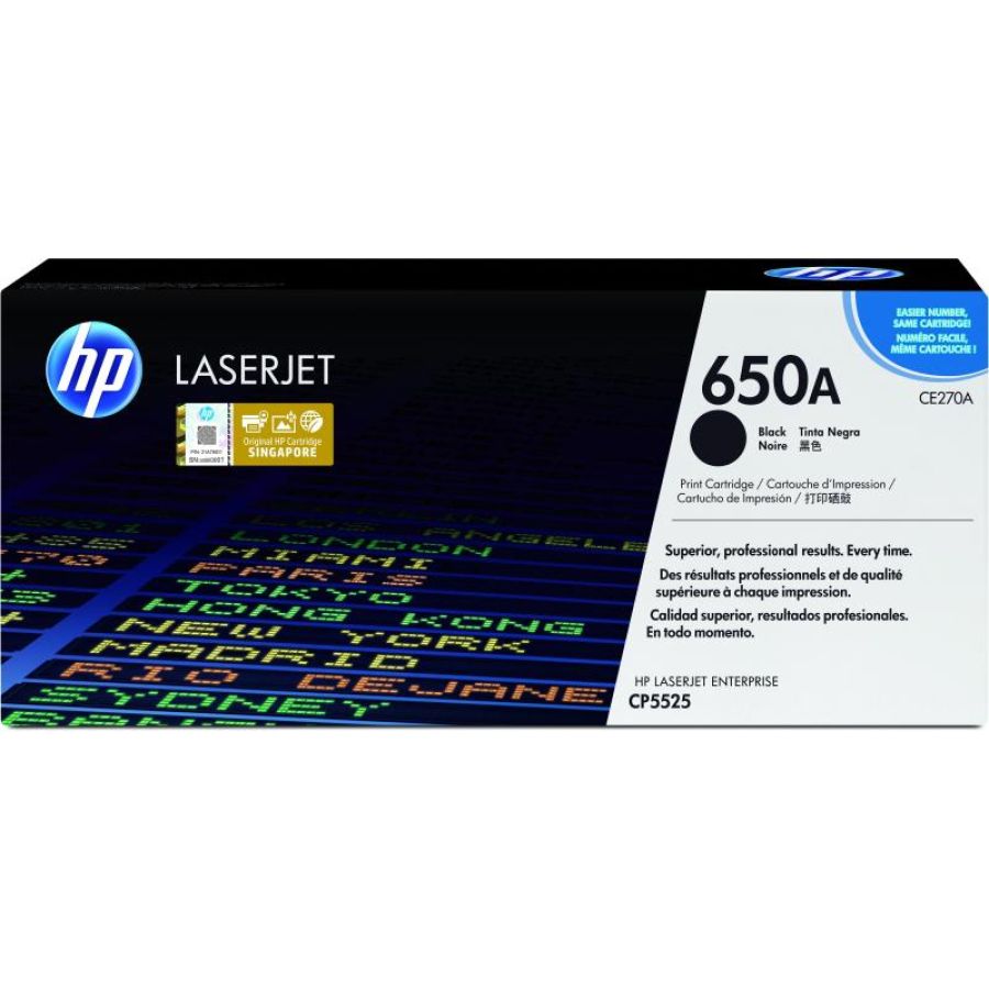 Hp 650a toner nero per lj enterprise cp5525 13.500pg (ce270a)