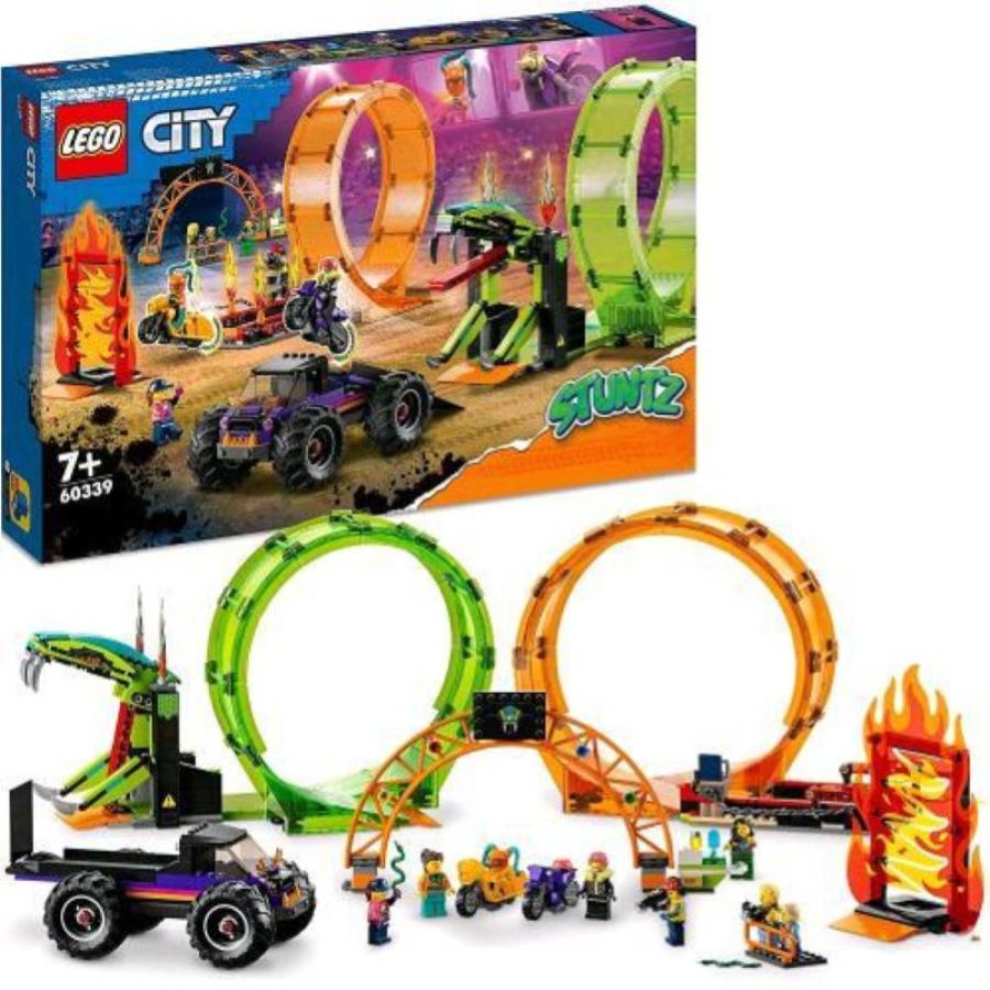Lego city stunzs arena delle acrobazie monster truck con 2 moto 7 minifigure e accessori
