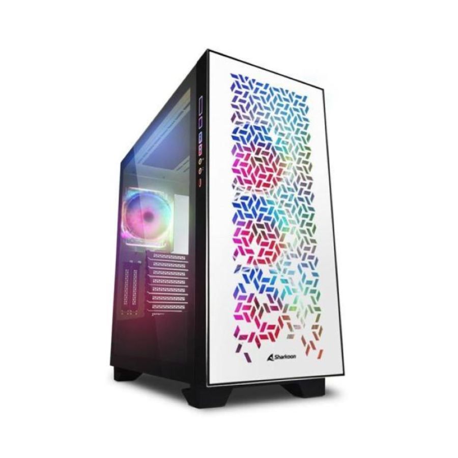 Case gaming elite shark ca300h white rgb atx no alimentatore - bianco