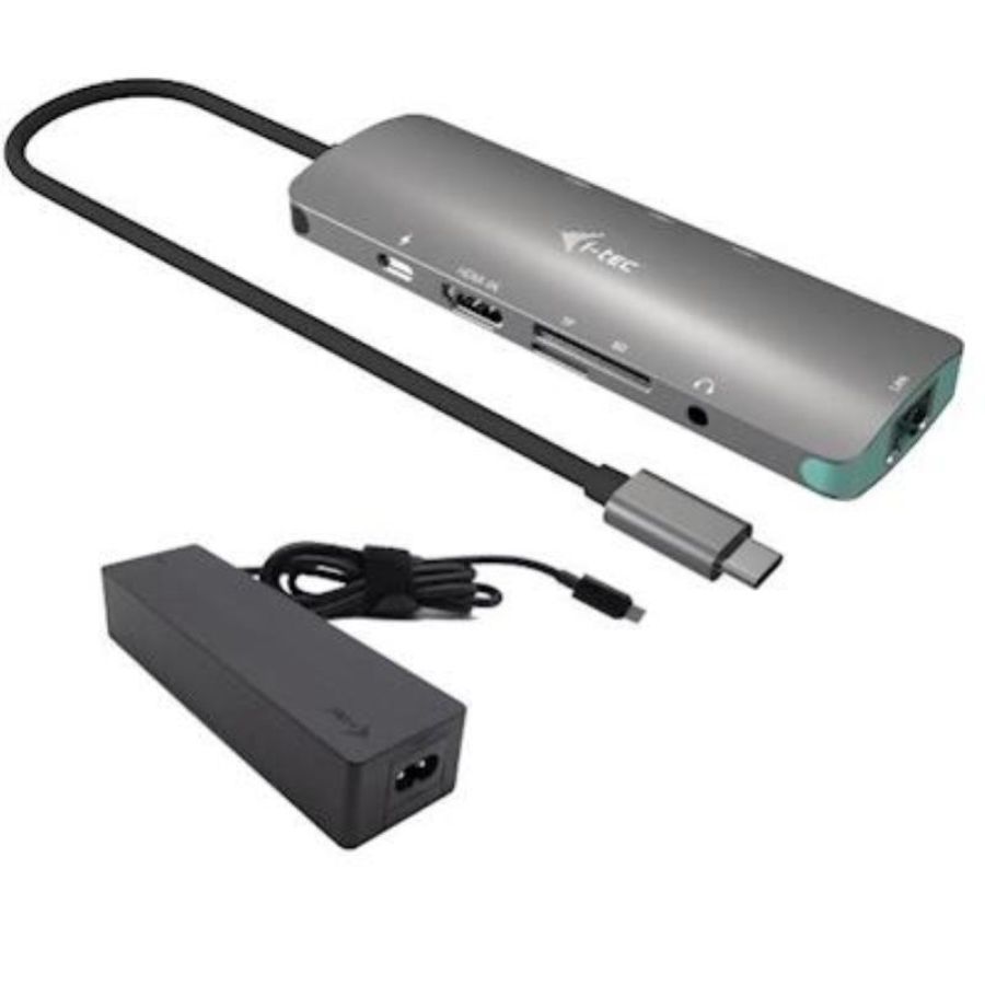 I-tec usb-c metal nano docking station 4k hdmi lan with power delivery 100 w + charger 100w