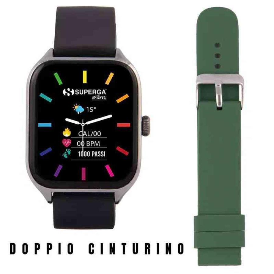 Smartwatch swt-stc009 + cinturino winner silicone nero o verde