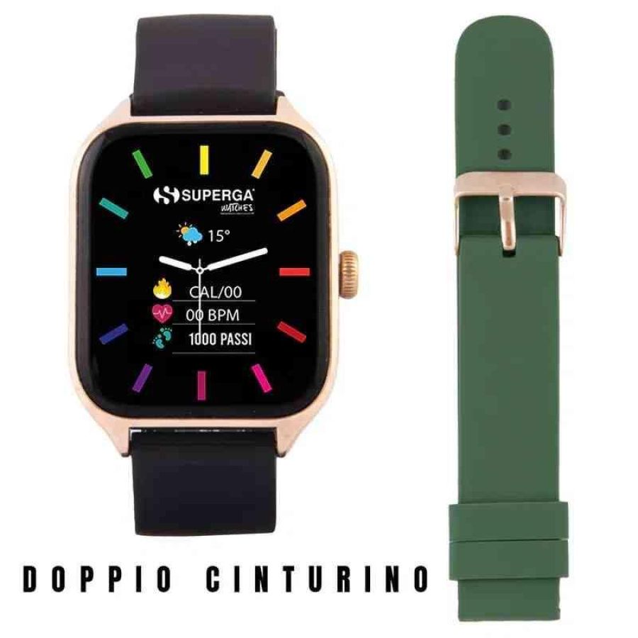 Smartwatch swt-stc006 gold + cinturino winner silicone nero o verde