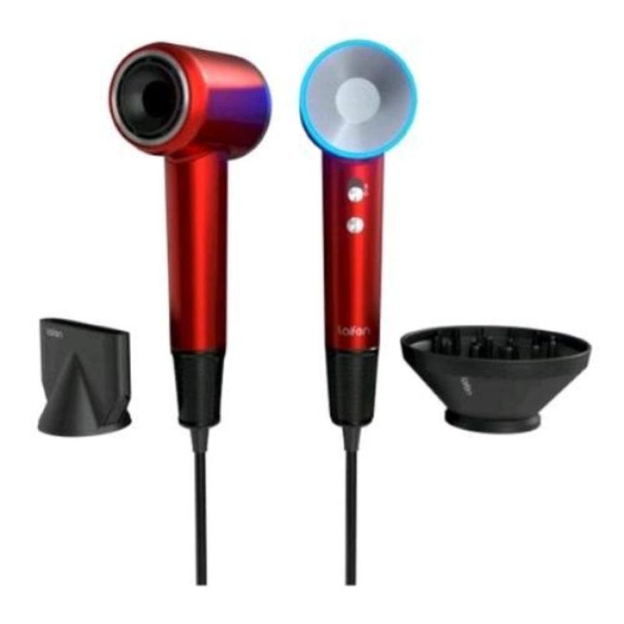 Laifen swift hair dryer asciugacapelli ad alta velocita` 110.000 giri al minuto 1.600 w controllo temperatura 50 volte al secondo 2ugelli per messa in piega rosso