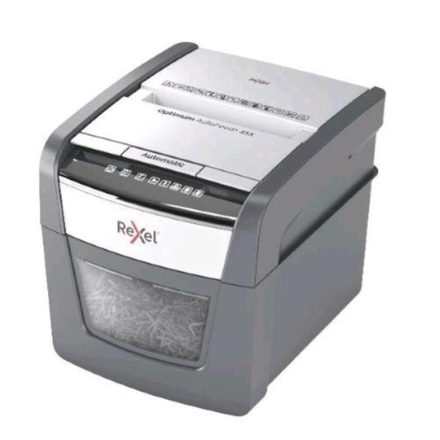 Rexel optimum autofeed+ 45x distruggidocumenti a frammento cestino 20 lt capacita` 45 fogli