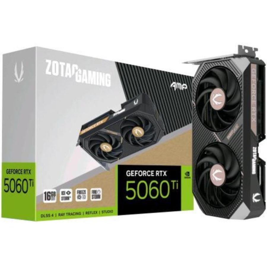 Zotac gaming geforce rtx 5060 ti amp 16gb gddr7 dlss4 dual fan pcie 5.0 16x - 1 x hdmi 3 x displayport