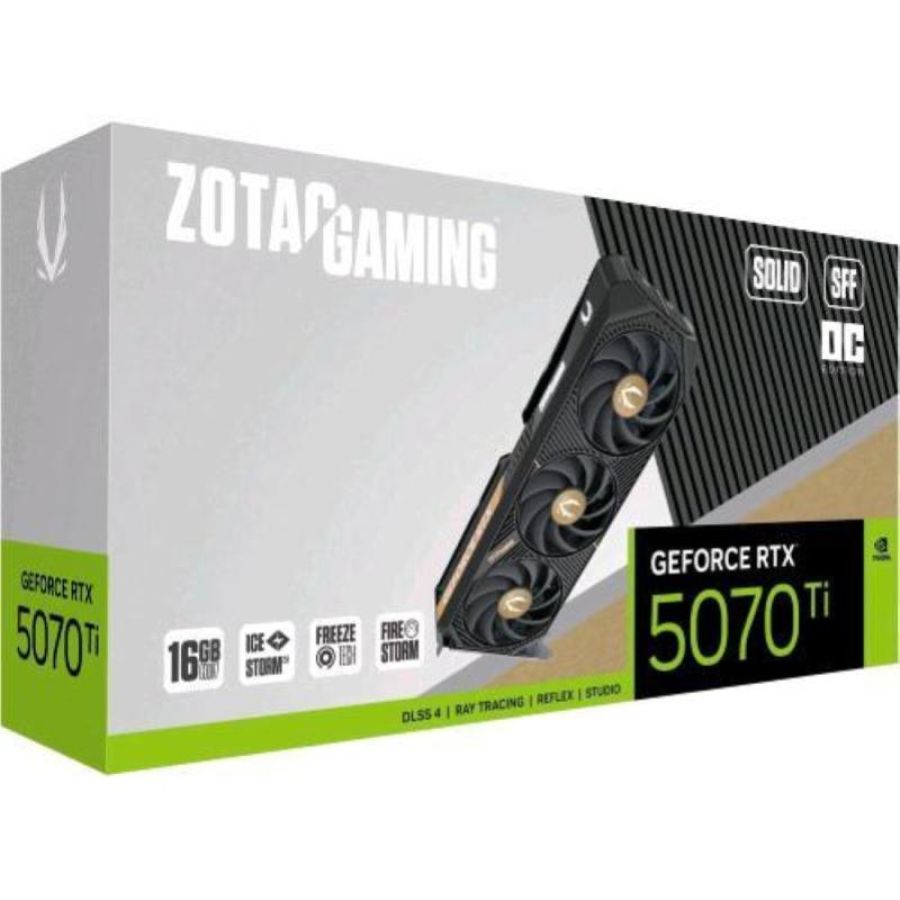 Zotac gaming geforce rtx 5070 ti solid sff oc 16gb gddr7 dlss4 triple fan pcie 5.0 16x -1 x hdmi 3 x displayport