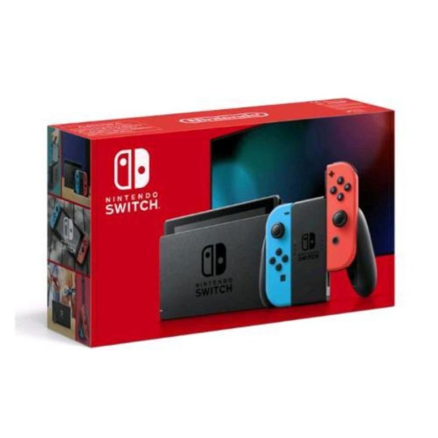 Nintendo switch console v2 1.1 2022 con joy-con rosso neon e blu neon europa
