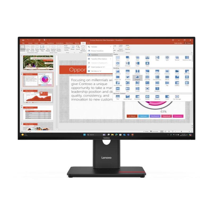 Monitor lenovo thinkvision t27-40 64a5mat6eu 27fhd ips ag 16:9 blk 4ms 300cd/m2 3y mm tilt swivel pivot lift vesa 5usb hdmi dp