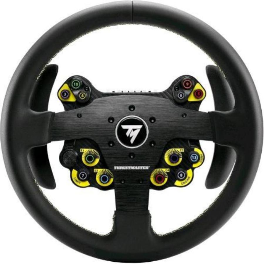 Thrustmaster evo racing 32r leather, volante da corsa rivestito in pelle e hub rimuovibile, per pc e console nero