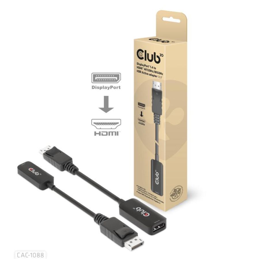 Club3d cac-1088 cavo e adattatore video 0.21mt displayport hdmi nero
