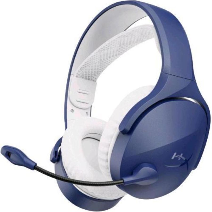 Hyperx cloud jet cuffie gamning dual wireless 2.4ghz e bluetooth deiver 40mm microfono girevole con funzione mute durata batteria 25h light blue