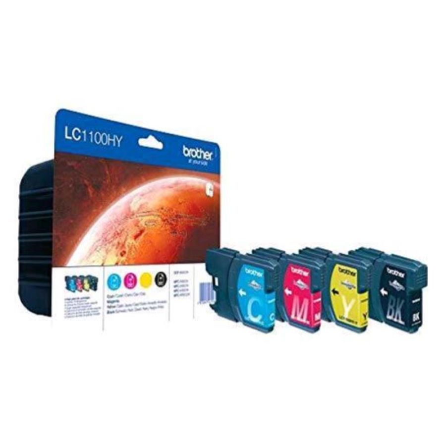 Brother multipack lc-1100hyvalbp cartucce ink nero + ciano + magenta + giallo alto rendimento