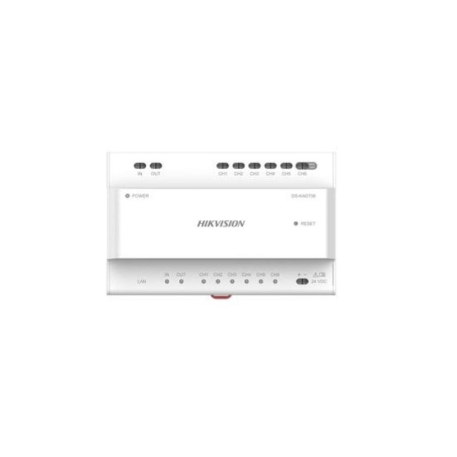 Distributore hikvision per intercom a fili fino a 5 monitor e 1 postazione da esterno lan (alim non incluso) - ds-kad706