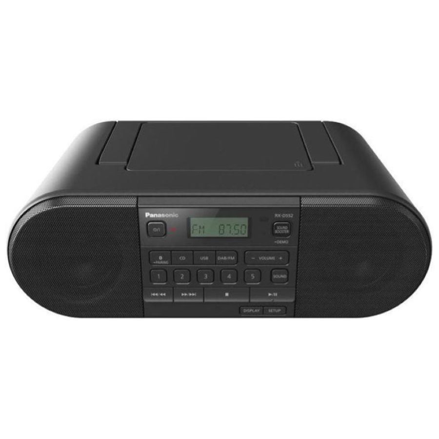 Panasonic radio portatile dab+ bluetooth lettore cd design vintage 20w usb, telecomando nero