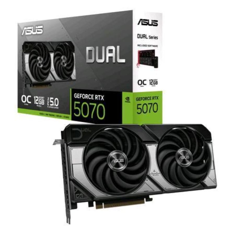 Asus dual-rtx5070-o12g nvidia geforce rtx 5070 12 gb gddr7 dual fan pci express 5.0 - 1 x hdmi 3 x displayport
