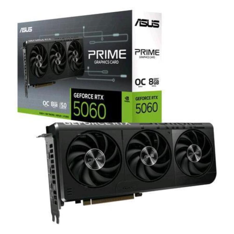 Asus prime -rtx5060-o8g nvidia geforce rtx 5060 8 gb gddr7 triple fan pci express 5.0 - 1 x hdmi 3 x displayport