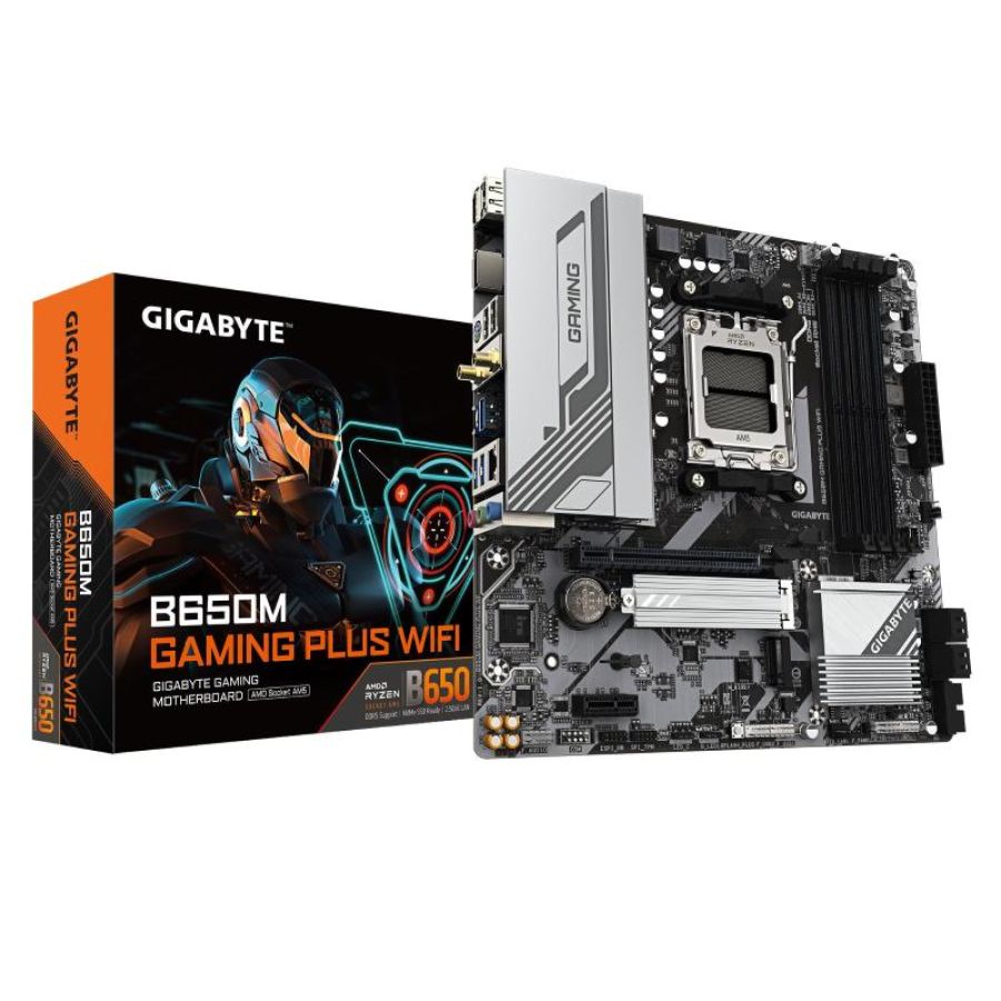 Gigabyte b650m gaming plus wifi scheda madre - cpu amd ryzen 9000, vrm a 5+2+2 fasi, fino a 8000 mhz ddr5, 2xpcie 4.0 m.2, lan
