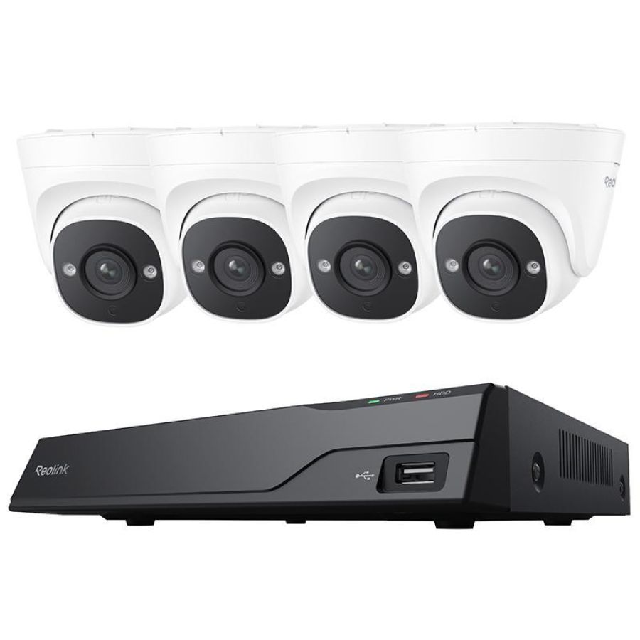 Reolink nvs8-5mb4 (ps2kb02-8) - kit 4 telecamere p324 + nvr poe 8ch - hdd 2tb incluso