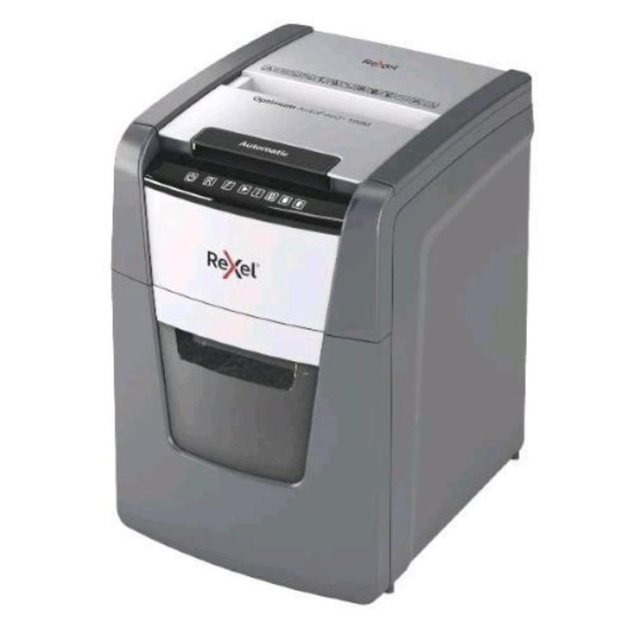 Rexel optimum autofeed+ 100m distruggidocumenti a microparticelle cestino 34 lt capacita` 100 fogli grigio