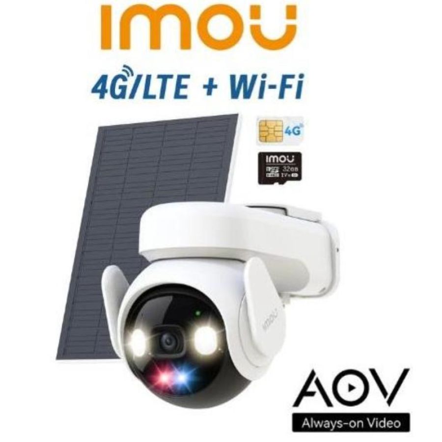 Imou camera 4g 5mp 3k wifi ptz pir aov batt.incl.sim4g+pannello sol. usbc
