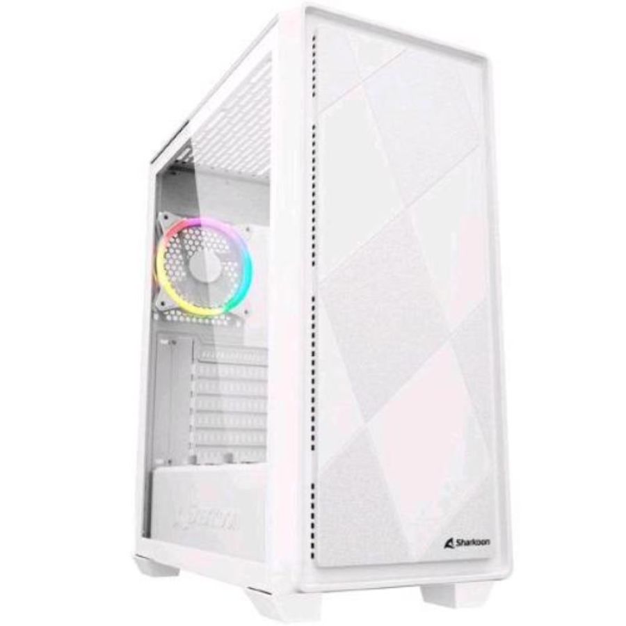 Sharkoon vs9 rgb case atx 3 ventole installate 120mm pannello in vetro temperato white